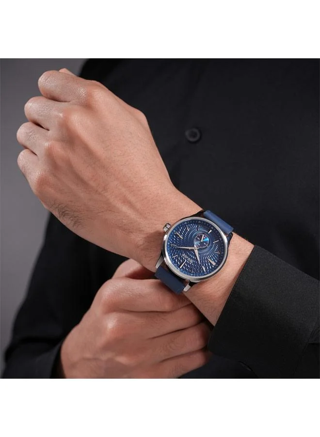 Police Blue Men's Jet Blue Dial Genuine Leather Strap Analog Watch for Men, 44mm for Men | Best Price UAE